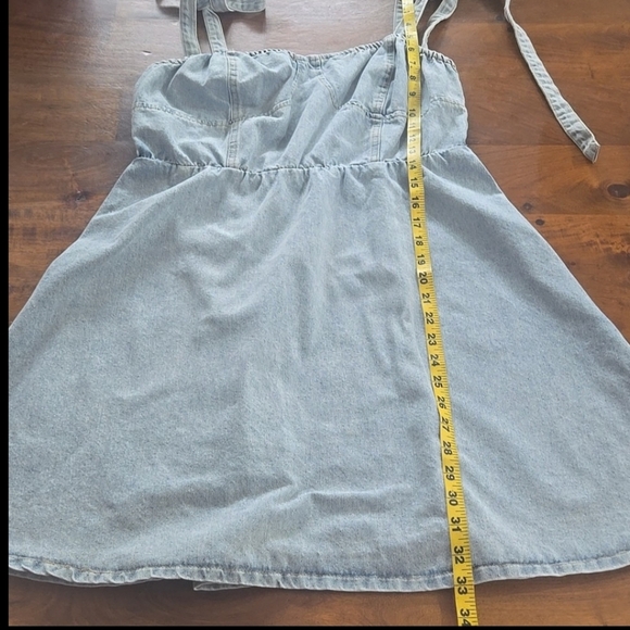 Giani Bernini Light Blue Denim Bustier Tie Strap Fit And Flare Dress Size XL - Picture 7 of 10